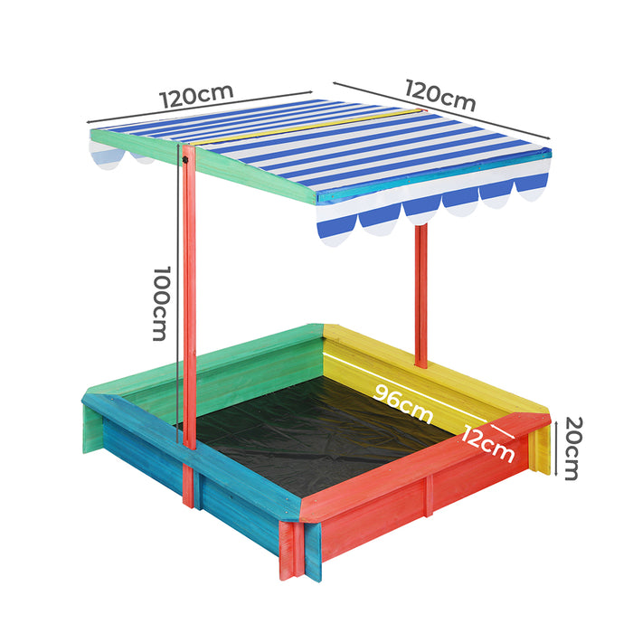 Kids Wooden Sandbox 120X120Cm - Natural