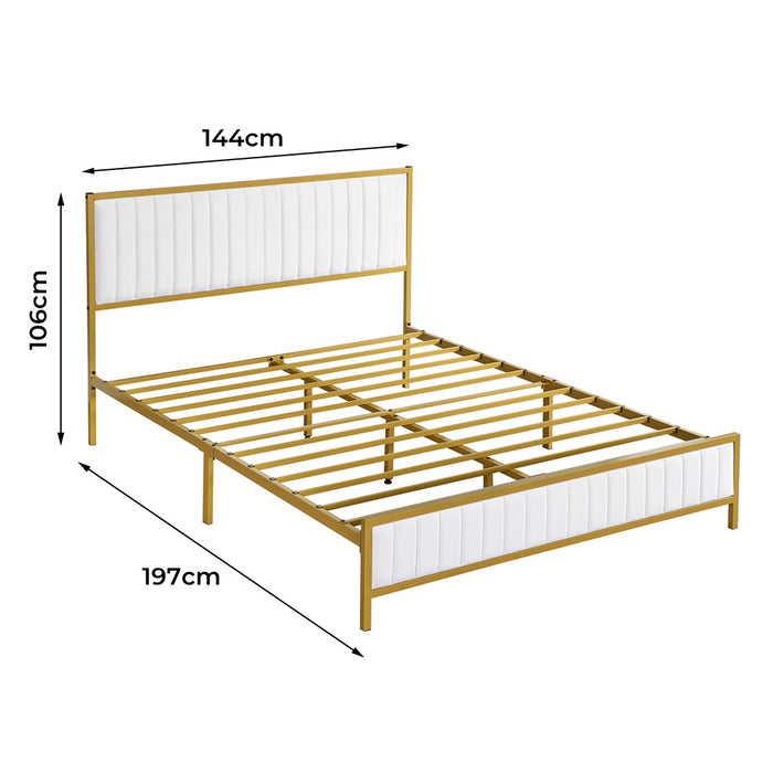 Metal Bed Frame Under Bed Storage Double Beige