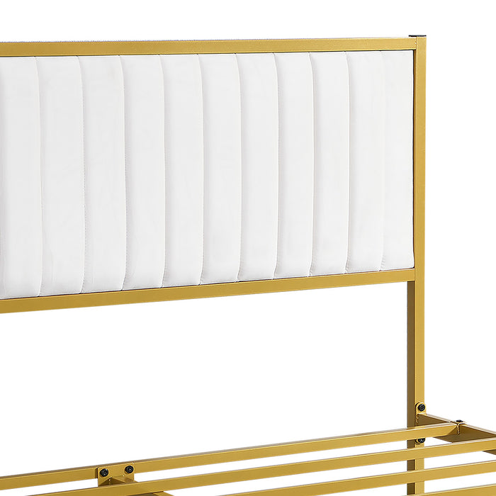 Metal Bed Frame Under Bed Storage Double Beige
