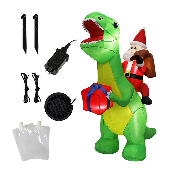 Goslash Picks Christmas Inflatables Outdoor Santa Claus Riding Dinosaur Lights Décor