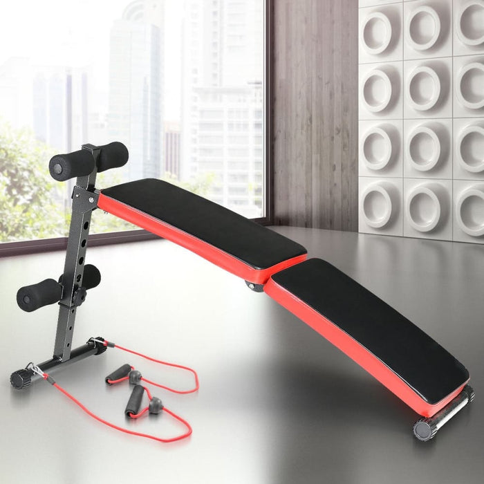 Inclined Sit Up Bench With Resistance Bands