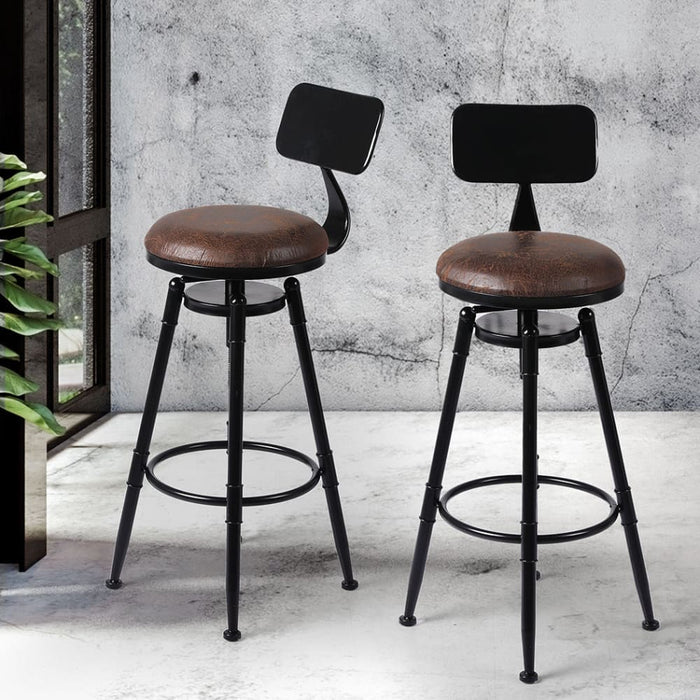 4x Industrial Bar Stools Kitchen Stool Pu Leather Barstools