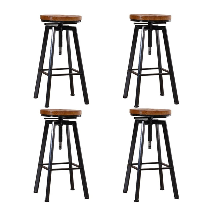 4x Industrial Bar Stools Kitchen Stool Wooden Barstools