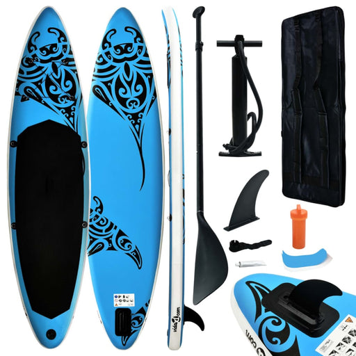 Inflatable Stand Up Paddleboard Set Blue Kxitn