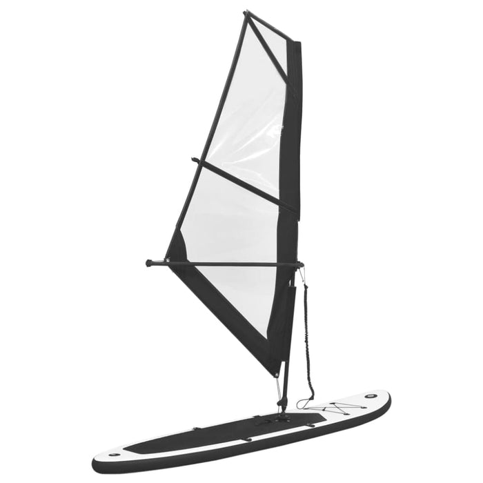 Inflatable Stand Up Paddleboard With Sail Set Black