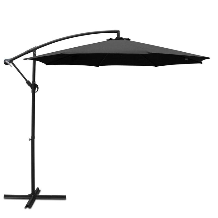 Instahut 3m Cantilevered Outdoor Umbrella - Black