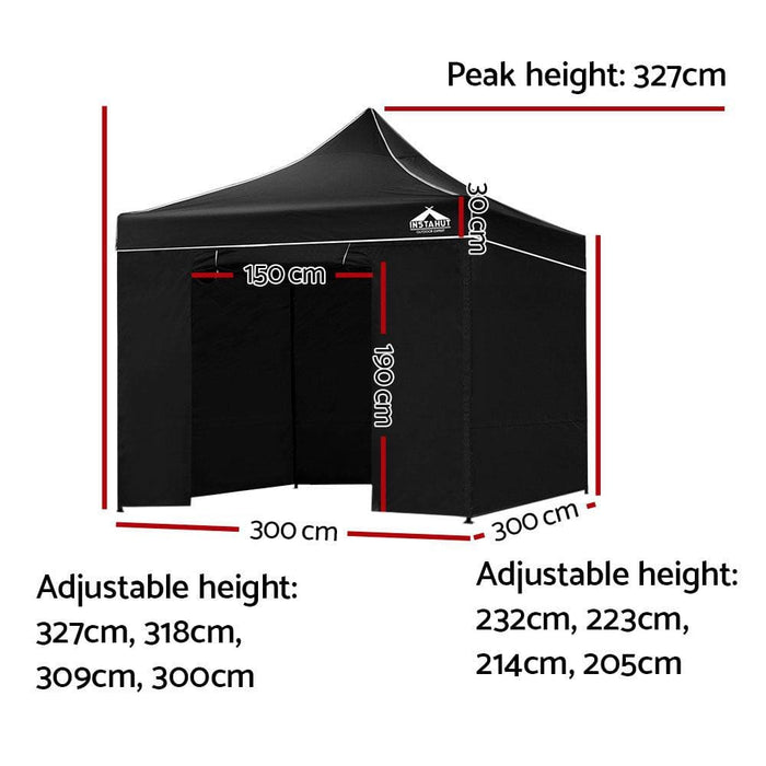 Instahut Gazebo Pop Up Marquee 3x3m Folding Wedding Tent