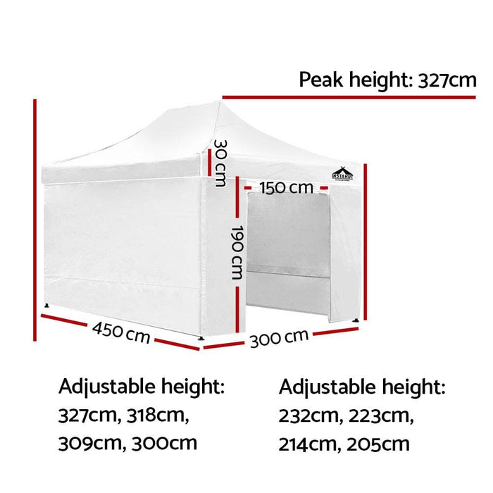 Instahut Gazebo Pop Up Marquee 3x4.5m Folding Wedding Tent