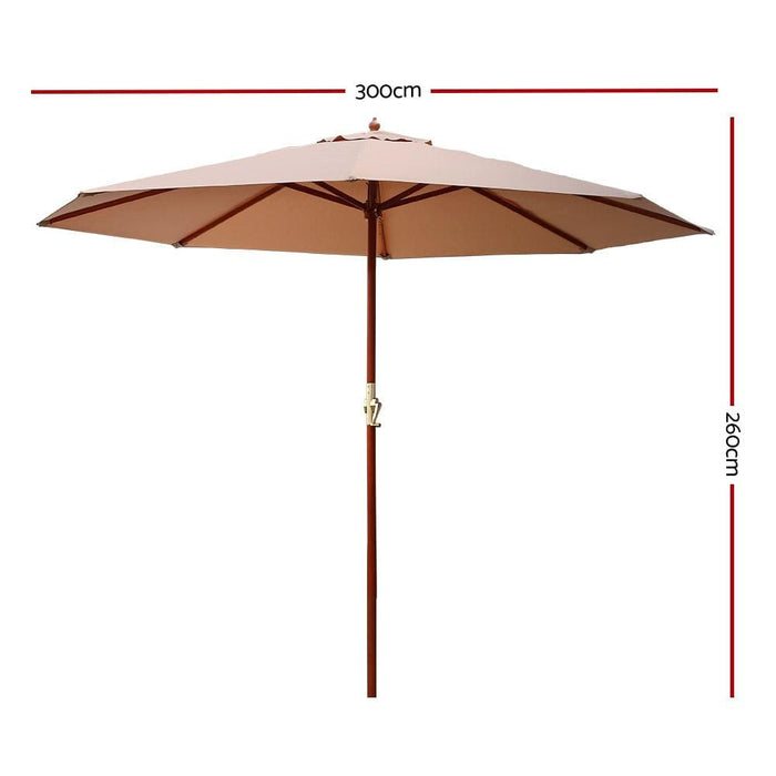 Instahut 3m Outdoor Pole Umbrella Cantilever Stand Garden