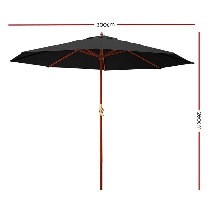 Instahut 3m Outdoor Pole Umbrella Cantilever Stand Garden