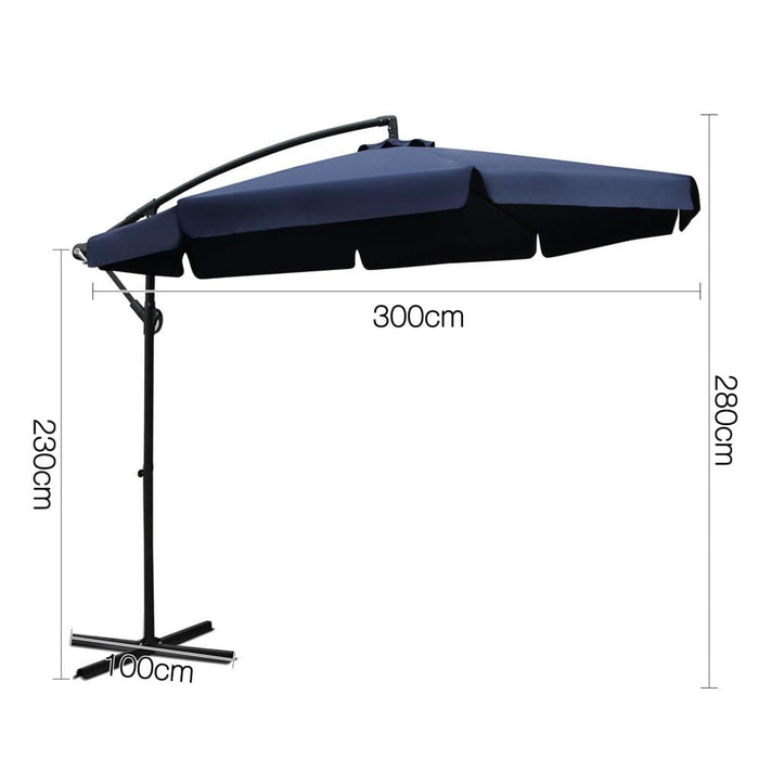 Instahut 3m Outdoor Umbrella - Navy