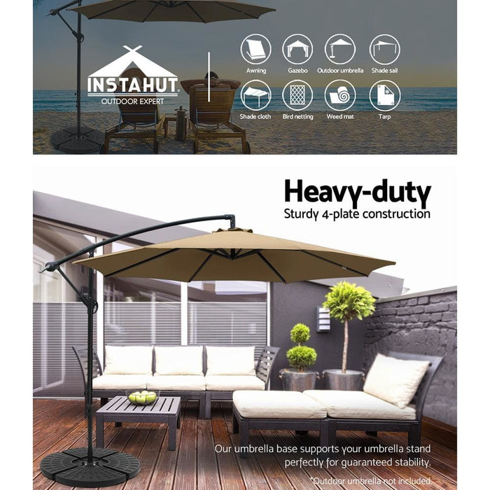 Instahut Outdoor Umbrella Stand 4 x Base Pod Plate Sand