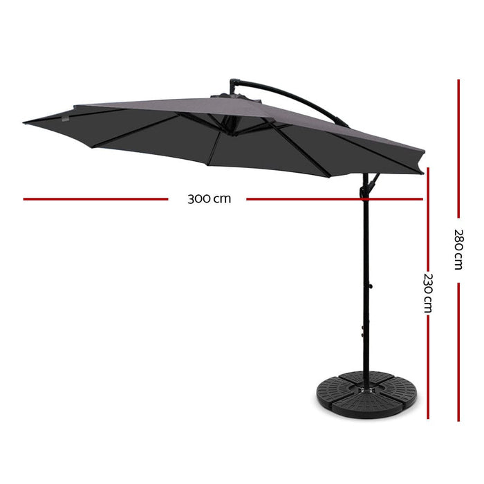 Instahut 3m Umbrella With 48x48cm Base Outdoor Umbrellas