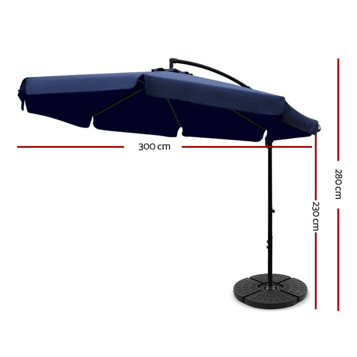 Instahut 3m Umbrella With 48x48cm Base Outdoor Umbrellas