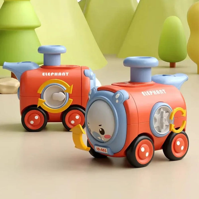Interactive Cartoon Car Inertia Toy with Changeable Face