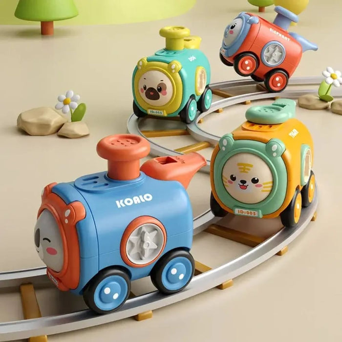 Interactive Cartoon Car Inertia Toy with Changeable Face