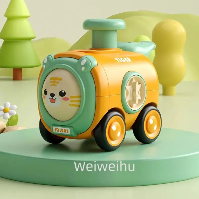 Interactive Cartoon Car Inertia Toy with Changeable Face