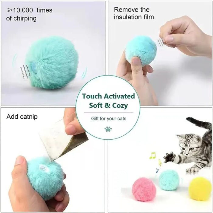 Interactive Electric Cat Toy With Catnip Plush Squeak Ball