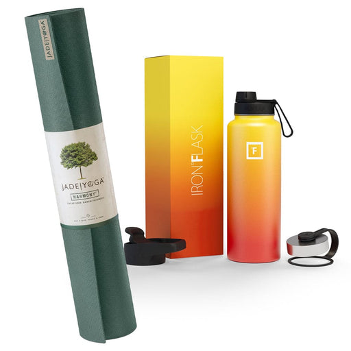 Jade Green Yoga Mat And Iron Flask Bundle