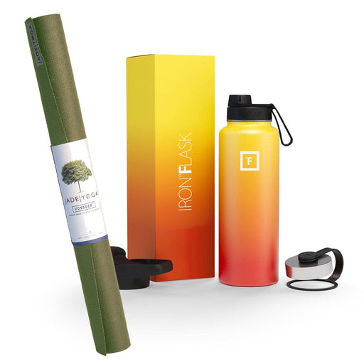 Jade Yoga Mat And Iron Flask Bottle Bundle Olive/fire