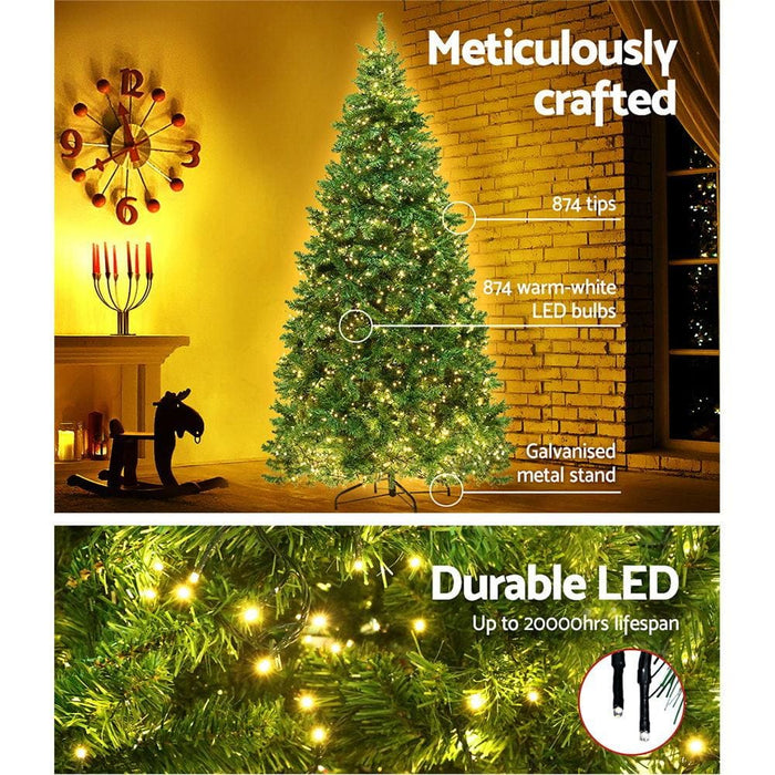 Jingle Jollys 1.8m 6ft Christmas Tree 874 Led Lights Tips