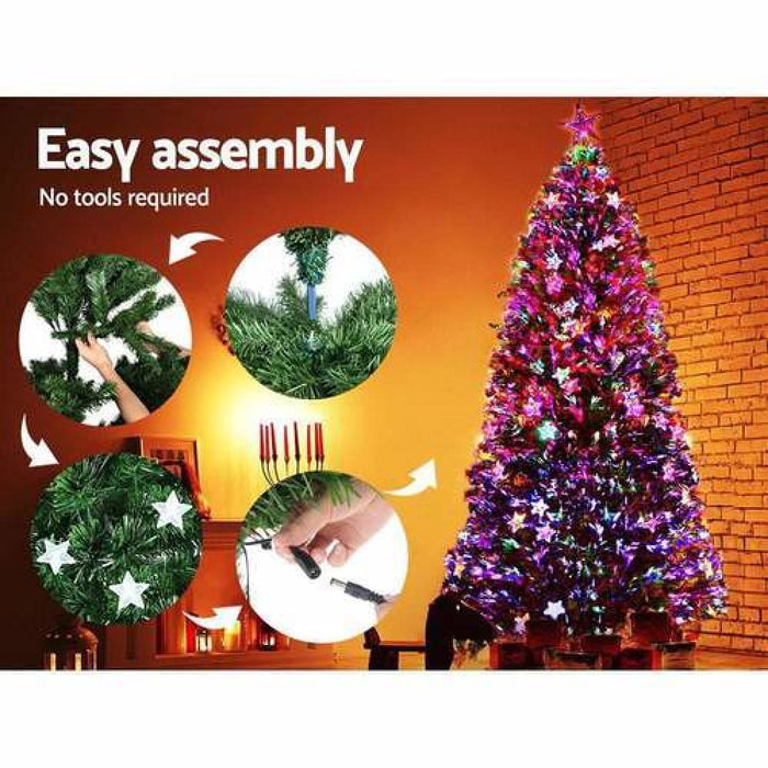 Jingle Jollys 1.8m 6ft Led Christmas Tree Xmas Optic Fiber