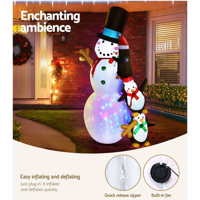 Jingle Jollys 2.4m Christmas Inflatable Snowman Xmas Lights