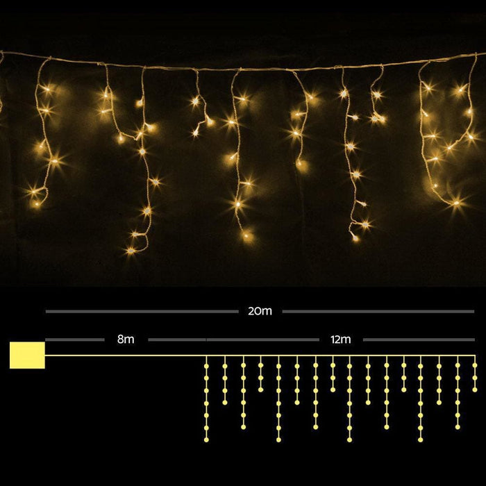 Jingle Jollys 500 Led Solar Powered Christmas Icicle Lights