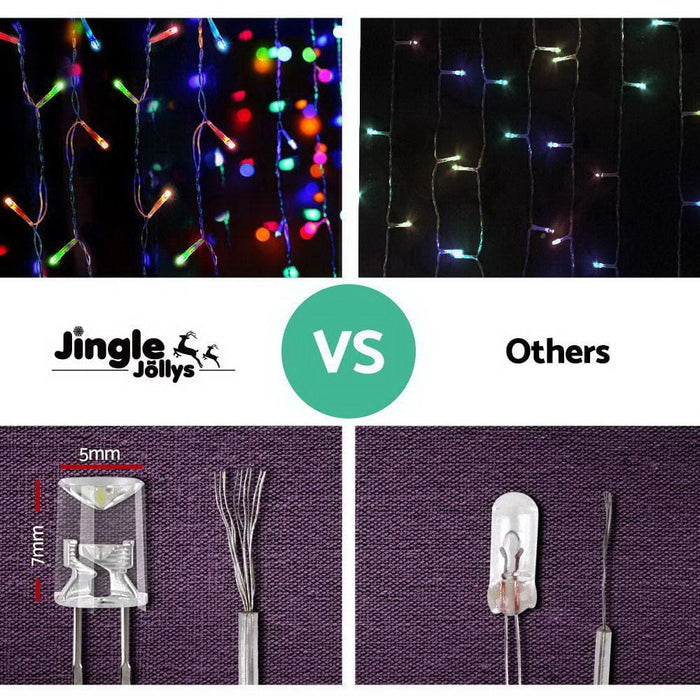 Jingle Jollys 800 Led Christmas Icicle Lights Mutlicolour