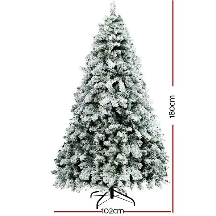 Jingle Jollys Snowy Christmas Tree 1.8m 6ft Xmas Decorations