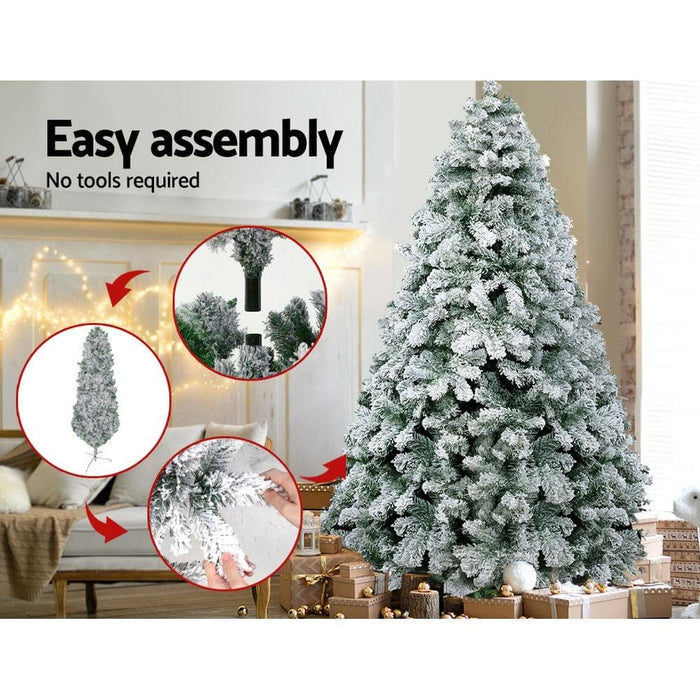 Jingle Jollys Snowy Christmas Tree 1.8m 6ft Xmas Decorations