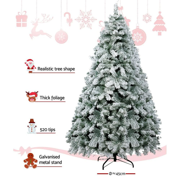 Jingle Jollys Snowy Christmas Tree 1.8m 6ft Xmas Decorations