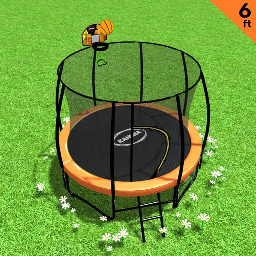 Kahuna Trampoline 6ft With Basketball Set - Orange