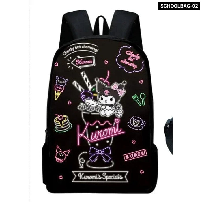 Kawaii Sanrio Kuromi Backpack And Pencil Bag Set For Kids