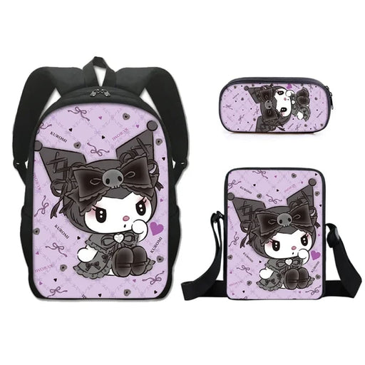 Kawaii Sanrio Kuromi Backpack And Pencil Bag Set For Kids