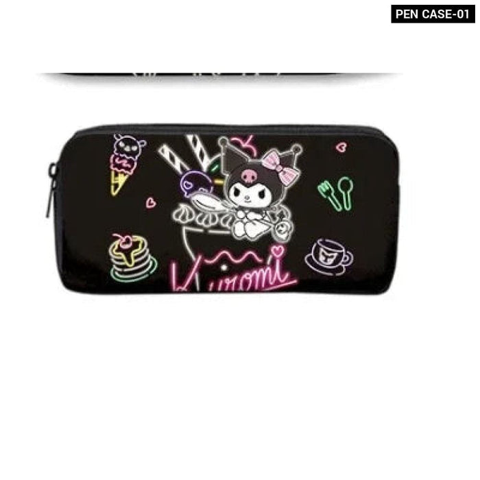 Kawaii Sanrio Kuromi Backpack And Pencil Bag Set For Kids