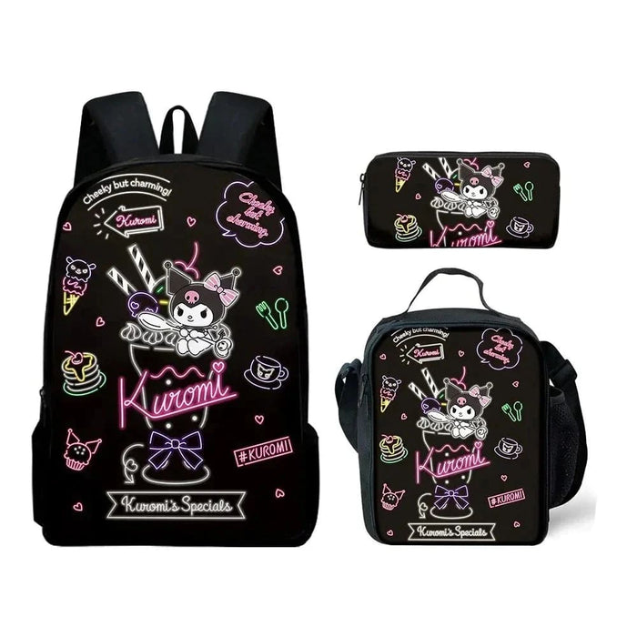 Kawaii Sanrio Kuromi Backpack And Pencil Bag Set For Kids