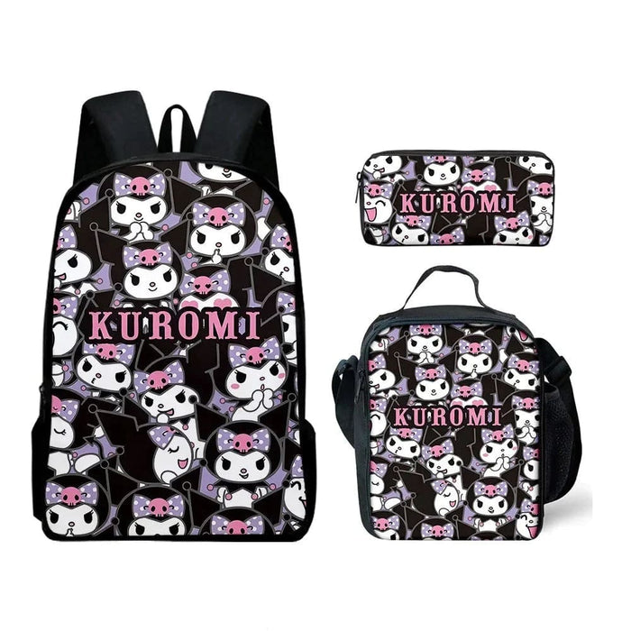 Kawaii Sanrio Kuromi Backpack Set For Students