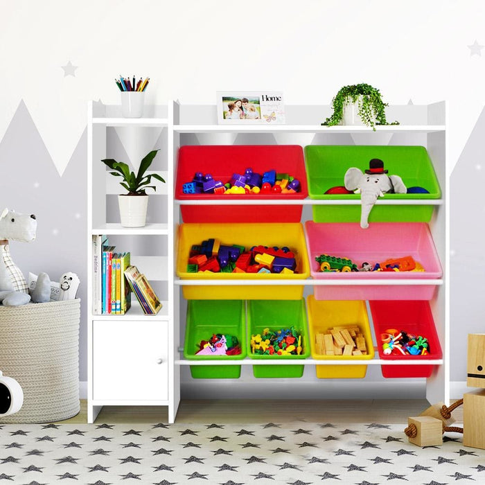 Keezi 8 Bins Kids Toy Box Storage Organiser Rack Bookshelf