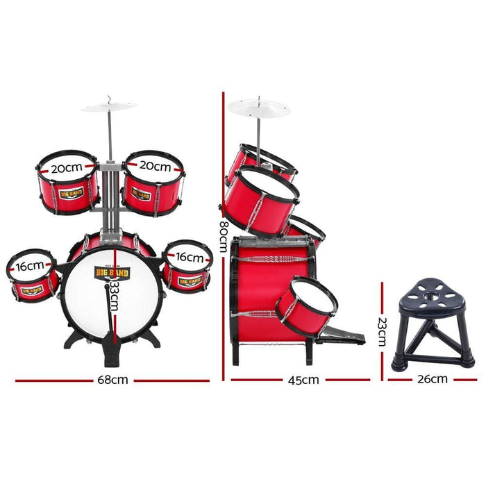 Keezi Kids 7 Drum Set Junior Drums Kit Musical Play Toys