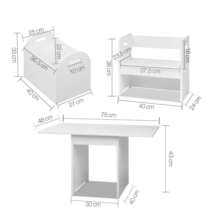 Keezi Kids Multi-function Table And Chair Hidden Storage