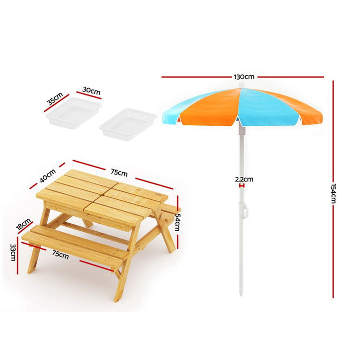 Keezi Kids Outdoor Table And Chairs Picnic Bench Set