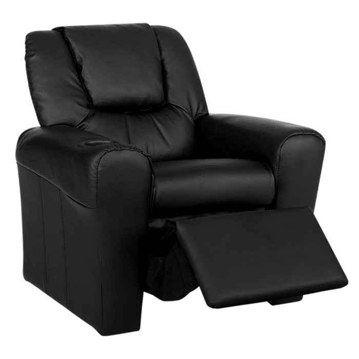 Keezi Kids Recliner Chair Black Pu Leather Sofa Lounge