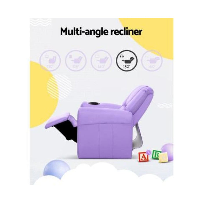 Keezi Kids Recliner Chair Purple Pu Leather Sofa Lounge