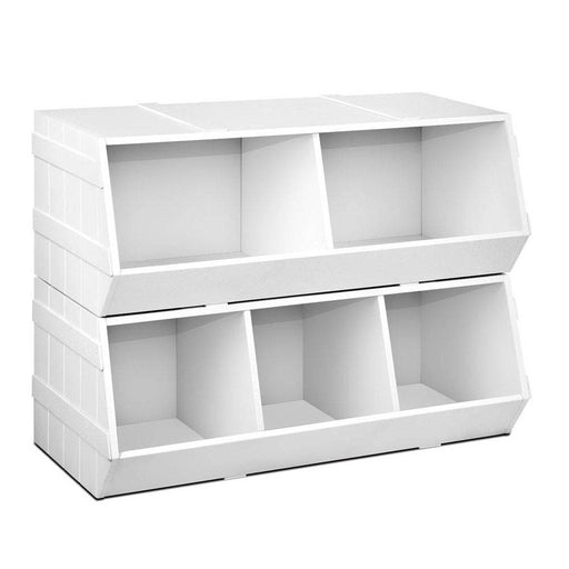 Keezi Kids Toy Box Stackable Bookshelf Storage Organiser