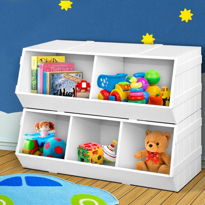 Keezi Kids Toy Box Stackable Bookshelf Storage Organiser