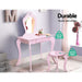 Keezi Pink Kids Vanity Dressing Table Stool Set Mirror