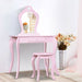 Keezi Pink Kids Vanity Dressing Table Stool Set Mirror