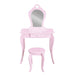 Keezi Pink Kids Vanity Dressing Table Stool Set Mirror