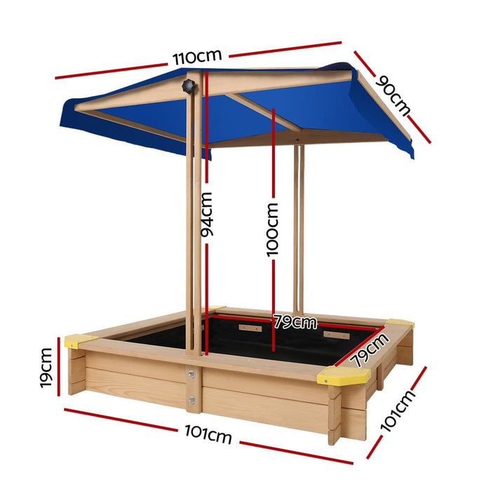 Keezi Wooden Outdoor Sand Box Set Pit- Natural Wood